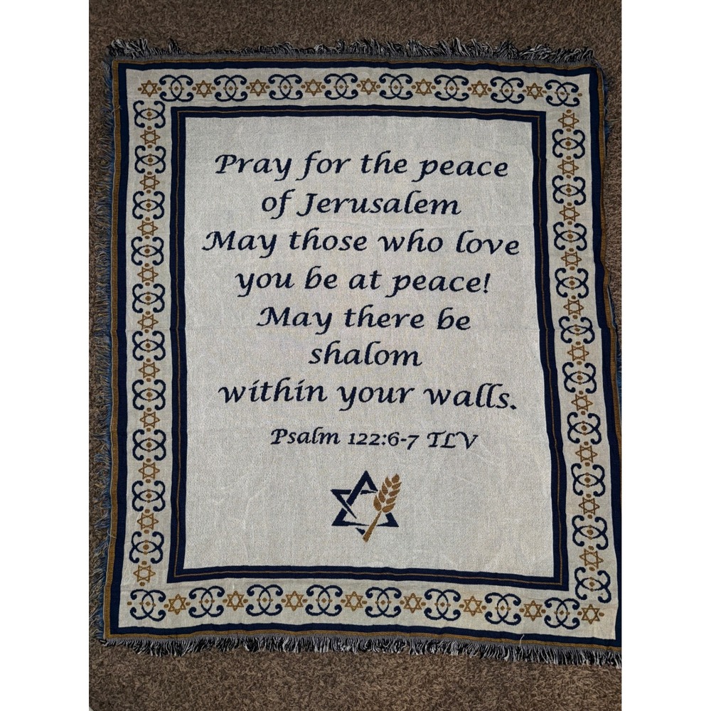 Pray for Peace of Jerusalem Tapestry Throw Blanket Religious Decor Jewish Gift